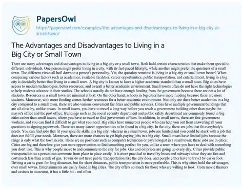 Advantages and Disadvantages of Living in a Small Town.